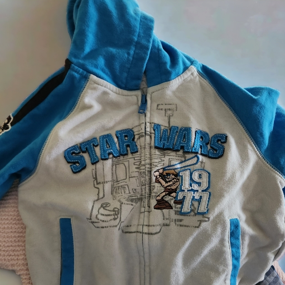 Disney Star Wars 1977 Skywalker R2D2 Zip Up Sweatshirt Jacket with Patches